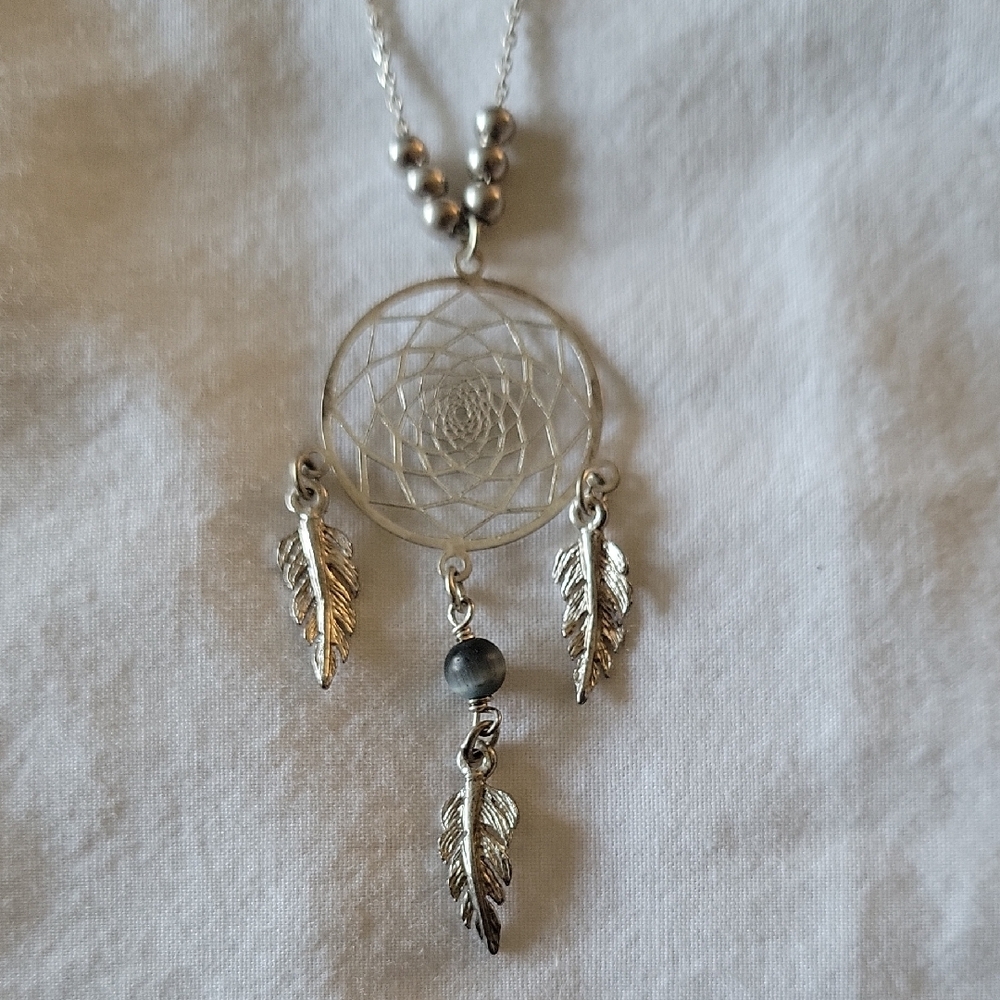 Silver Dreamcatcher Pendant Necklace